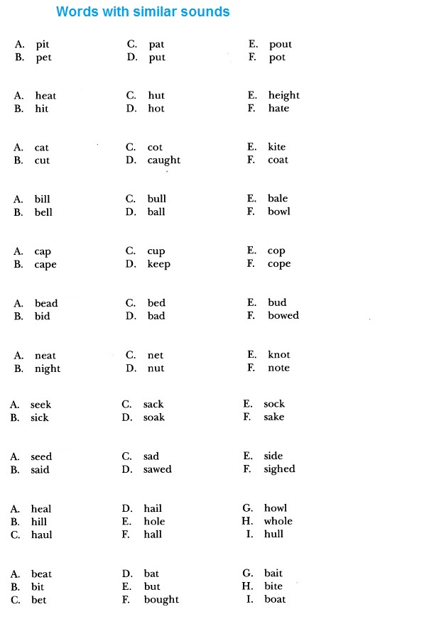 Practice this words before starting the assignment.